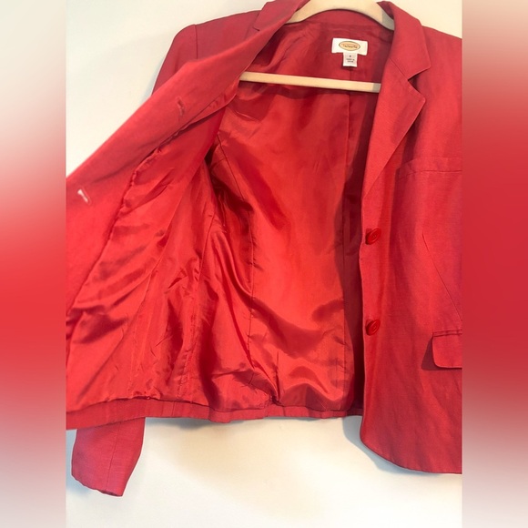 Talbots red silk linen blazer jacket - Picture 8 of 9